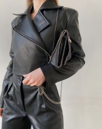 Куртка женская черная укороченая, Черный, M